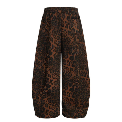 TALKLESSFASHION Jiayiku trendy brand 2025 American retro leopard print sweatpants scimitar pants men's and women's vibe ruffians handsome loose wide-leg pants