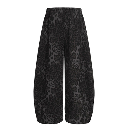 TALKLESSFASHION Jiayiku trendy brand 2025 American retro leopard print sweatpants scimitar pants men's and women's vibe ruffians handsome loose wide-leg pants