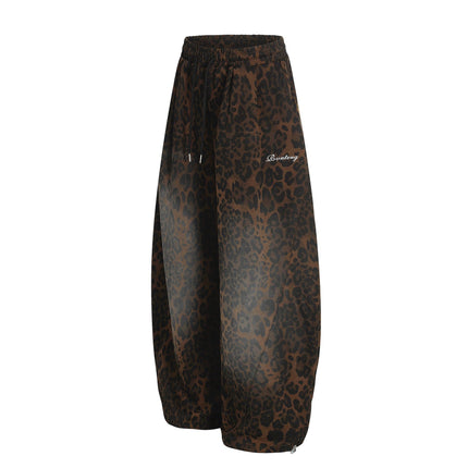TALKLESSFASHION Jiayiku trendy brand 2025 American retro leopard print sweatpants scimitar pants men's and women's vibe ruffians handsome loose wide-leg pants