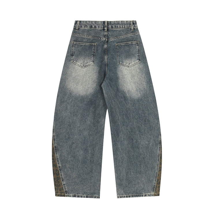 TALKLESSFASHION Jiayiku trendy brand 2025 autumn new American retro leopard print scimitar jeans men's and women's loose wide-leg trousers