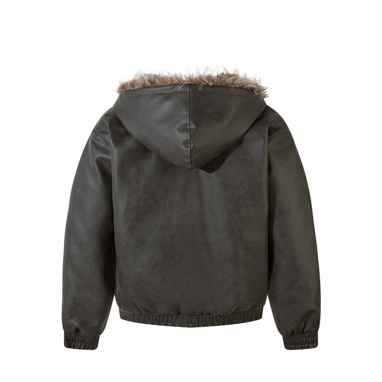 TALKLESSFASHION Jiayiku trendy brand 2025 new American mountain carved fur collar cotton jacket pilot leather jacket locomotive ruffian handsome cotton coat