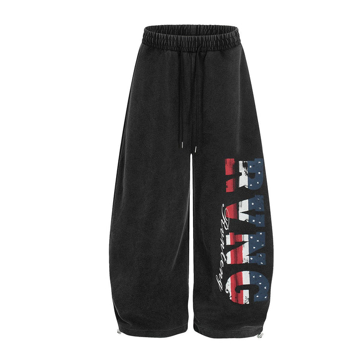 TALKLESSFASHION Jiayiku trendy brand 2025 new American retro scimitar pants, star-striped sweatpants, men's and women's loose wide-leg trousers