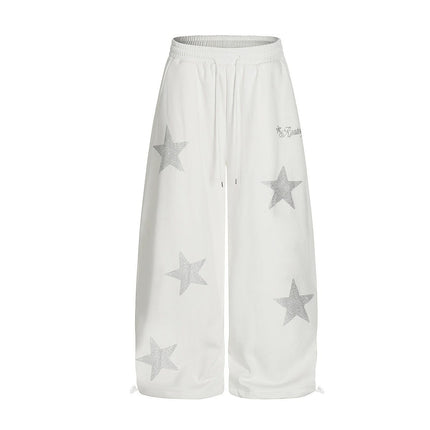 TALKLESSFASHION Jiayiku trendy brand 2025 winter fleece sweatpants, American retro hot diamond cutlash pants, sweatpants, loose wide-leg pants