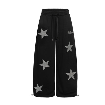 TALKLESSFASHION Jiayiku trendy brand 2025 winter fleece sweatpants, American retro hot diamond cutlash pants, sweatpants, loose wide-leg pants