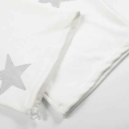 TALKLESSFASHION Jiayiku trendy brand 2025 winter fleece sweatpants, American retro hot diamond cutlash pants, sweatpants, loose wide-leg pants