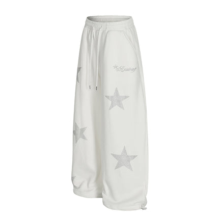 TALKLESSFASHION Jiayiku trendy brand 2025 winter fleece sweatpants, American retro hot diamond cutlash pants, sweatpants, loose wide-leg pants