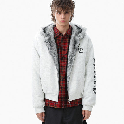 TALKLESSFASHION Jiayiku trendy brand 2025 winter new American mountain carved fur collar cotton jacket fleece sweatshirt jacket hooded cotton jacket