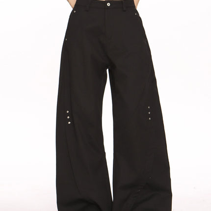 TALKLESSFASHION L / black Deconstructed Scimitar Wide-Leg Trousers