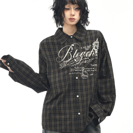 TALKLESSFASHION L / brown OV original autumn new American retro plaid shirt jacket men's and women's loose casual shirt long-sleeved top trend