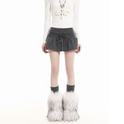 TALKLESSFASHION L / stripe XPKAEAX American High Street Striped Strap Design Skirt Women's New Lazy Style High-Waisted Flower Bud Skirt for Spring