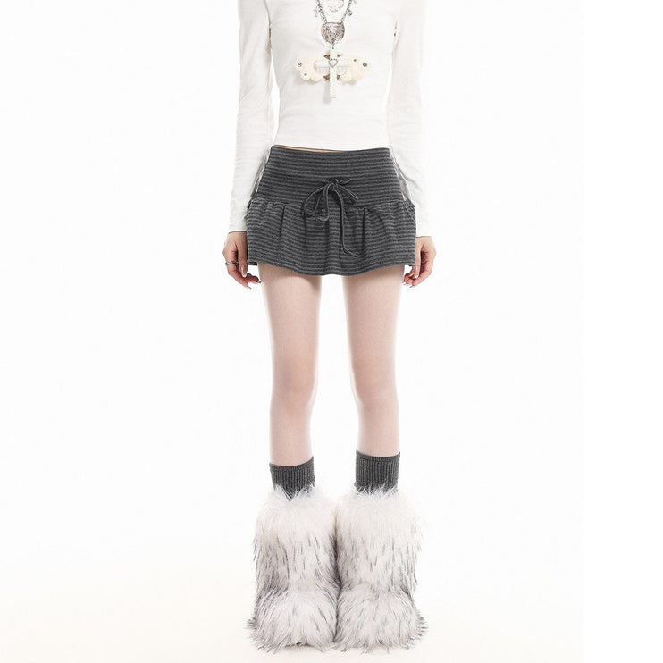 TALKLESSFASHION L / stripe XPKAEAX American High Street Striped Strap Design Skirt Women's New Lazy Style High-Waisted Flower Bud Skirt for Spring