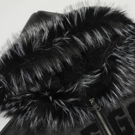 TALKLESSFASHION Lambswool Pilot Fur Collar Jacket