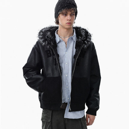 TALKLESSFASHION Lambswool Pilot Fur Collar Jacket