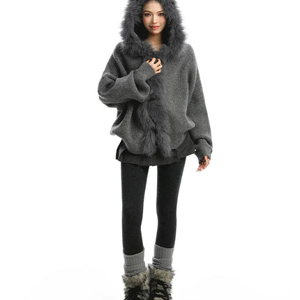 TALKLESSFASHION Lazy Style Patchwork Fur Sweater