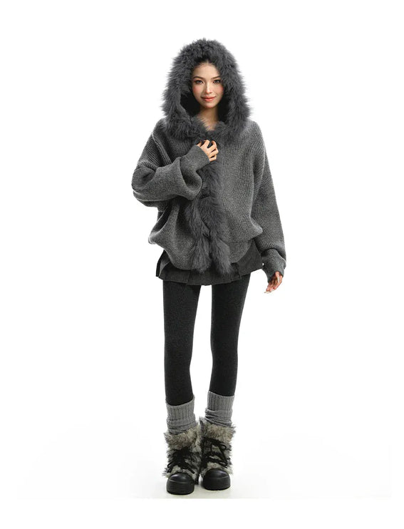 TALKLESSFASHION Lazy Style Patchwork Fur Sweater