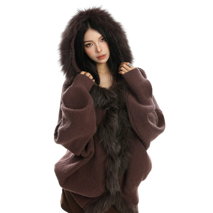 TALKLESSFASHION Lazy Style Patchwork Fur Sweater