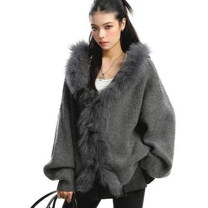TALKLESSFASHION Lazy Style Patchwork Fur Sweater