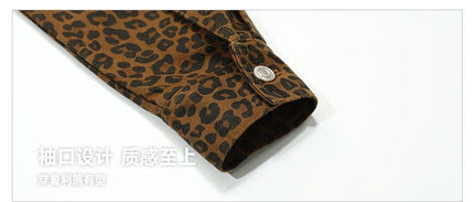 TALKLESSFASHION Light Yao Women's Clothing|American Retro Lapel Leopard Print Short Jacket Jacket Women's Slim Slim Slim Niche Design Top