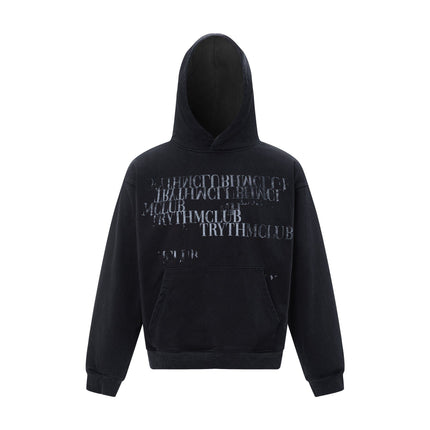 TALKLESSFASHION M / black 27245 American retro high-end neutral letter design neutral thickened men's heavy loose hooded sweatshirt