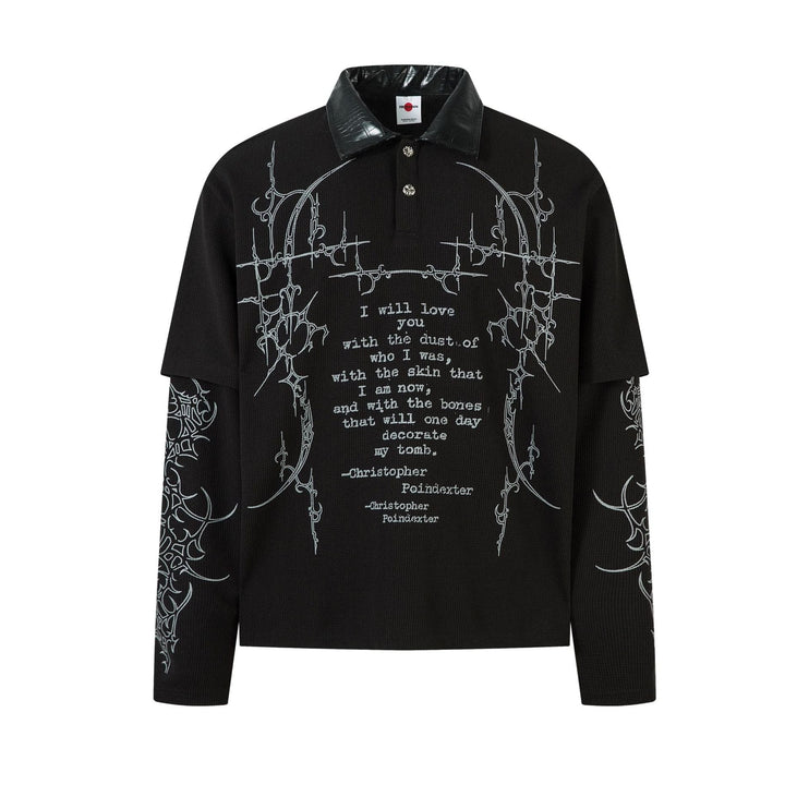 TALKLESSFASHION M / black Jiayloku Men's Fall 2025 New American Retro Trendy Brand Dark Fake Two Polo Shirt Lapel T-Shirt