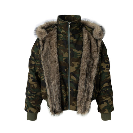 TALKLESSFASHION M / Camouflage Camo Pilot Fur Collar Jacket