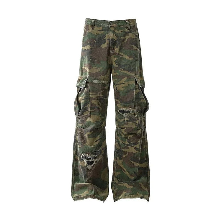 TALKLESSFASHION M / Camouflage Ripped Camouflage cargo Pants—6799