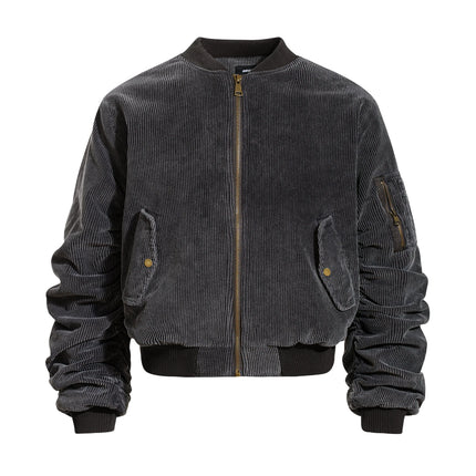 TALKLESSFASHION M / dark grey Corduroy Shruffle Thickened Jacket
