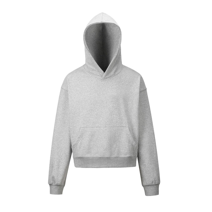 TALKLESSFASHION M / flecking gray 0039 American retro trend men's and women's high street version design solid color men's pullover short wide hooded sweatshirt