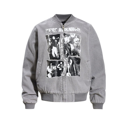 TALKLESSFASHION M / lime Washed Canvas Flight Bomber Jacket