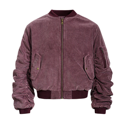 TALKLESSFASHION M / red Corduroy Shruffle Thickened Jacket