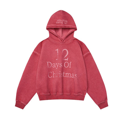 TALKLESSFASHION M / red W593 American Vintage Men's Men's High-End Trend Letter Print Design Men's Loose Dyeed Hooded Sweatshirt