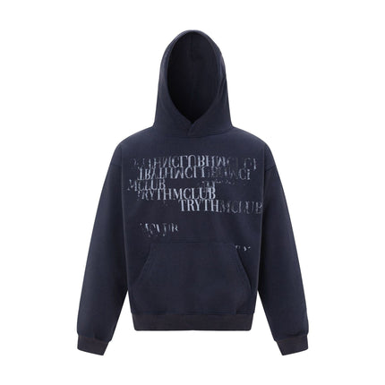 TALKLESSFASHION M / Royal blue 27245 American retro high-end neutral letter design neutral thickened men's heavy loose hooded sweatshirt