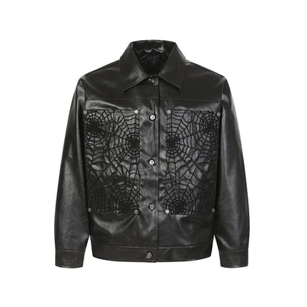 TALKLESSFASHION M / The picture shows black clothes Crocodile print shoulder pads, leather jackets, jackets, niche European and American hiphop jackets, men's trends, high-end vintage tops