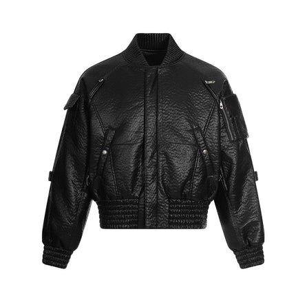 TALKLESSFASHION Mecha Pilot Padded Leather Jacket