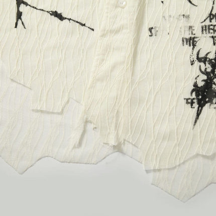TALKLESSFASHION Niche Deconstructed Pleated Graffiti Shirt