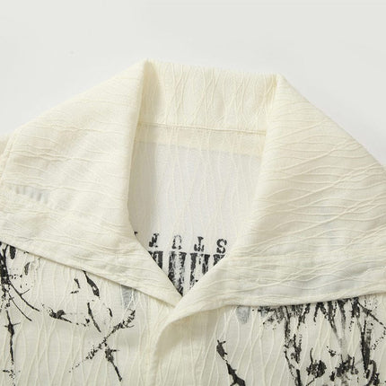 TALKLESSFASHION Niche Deconstructed Pleated Graffiti Shirt