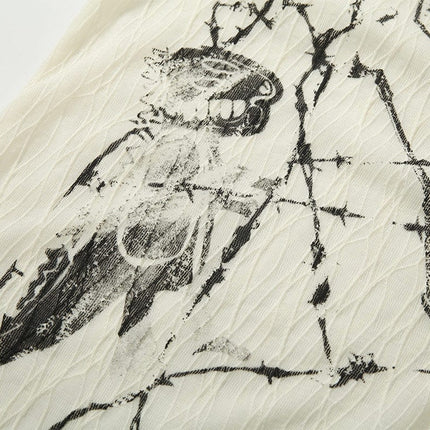 TALKLESSFASHION Niche Deconstructed Pleated Graffiti Shirt