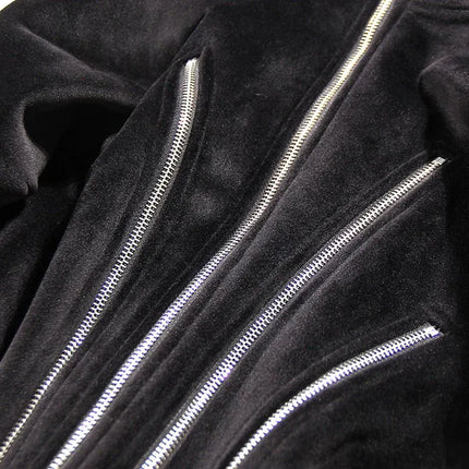 TALKLESSFASHION Niche Gold Velvet Cropped Hood