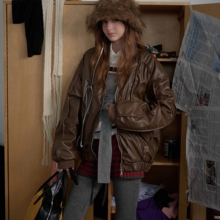 TALKLESSFASHION Old Money Pilot Leather Jacket