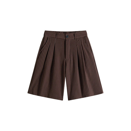 TALKLESSFASHION Old Money Pleated Striped Shorts