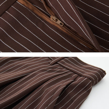 TALKLESSFASHION Old Money Pleated Striped Shorts