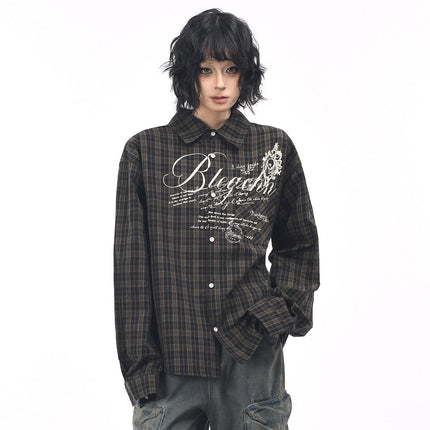 TALKLESSFASHION OV original autumn new American retro plaid shirt jacket men's and women's loose casual shirt long-sleeved top trend