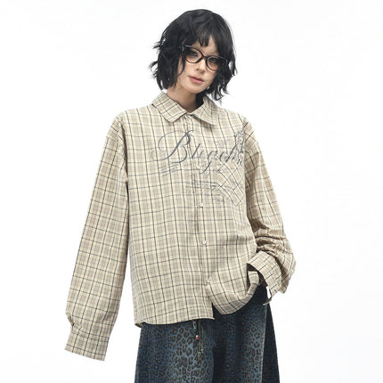 TALKLESSFASHION OV original autumn new American retro plaid shirt jacket men's and women's loose casual shirt long-sleeved top trend