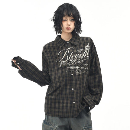 TALKLESSFASHION OV original autumn new American retro plaid shirt jacket men's and women's loose casual shirt long-sleeved top trend