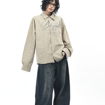 TALKLESSFASHION OV original autumn new American retro plaid shirt jacket men's and women's loose casual shirt long-sleeved top trend