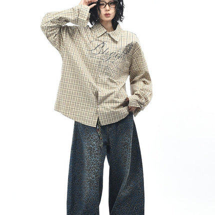 TALKLESSFASHION OV original autumn new American retro plaid shirt jacket men's and women's loose casual shirt long-sleeved top trend