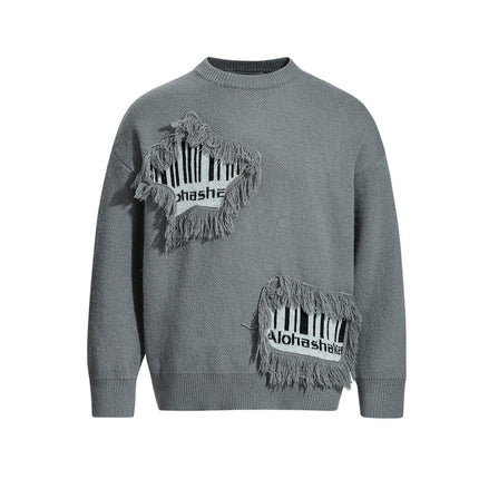 TALKLESSFASHION Pentagram Fringe Knit Sweater