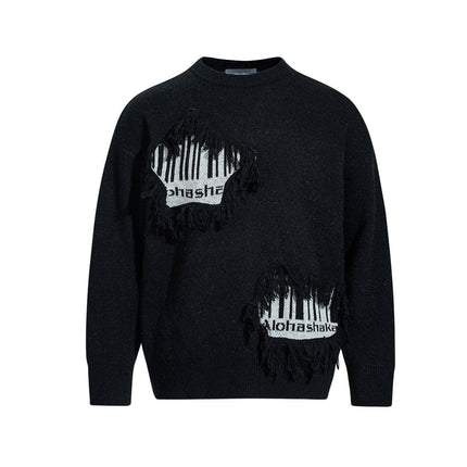 TALKLESSFASHION Pentagram Fringe Knit Sweater