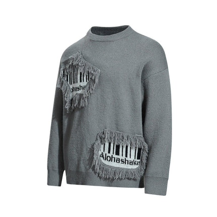 TALKLESSFASHION Pentagram Fringe Knit Sweater