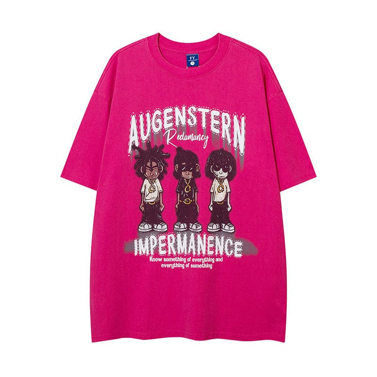 TALKLESSFASHION Personality Depressed Anime Print Short Sleeve Men